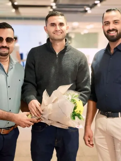 Director of Football Darren Caldeira is warmly received upon his arrival in Dubai.