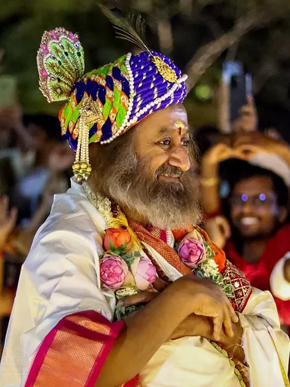 A beautiful, candid shot of me smiling during the Maha Shivratri satsang. The celebration is a time of deep wisdom, but also of lightheartedness and immense joy.