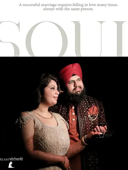 A classic black and white portrait of Harleen and Karan, their pose exuding timeless elegance.