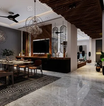 Another perspective of the Alameda dining and living space, showing the seamless flow between the different areas.