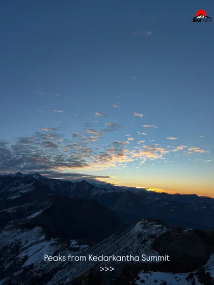 The view of the Swargarohini, Bandarpoonch, and other peaks from the Kedarkantha summit is absolutely panoramic.