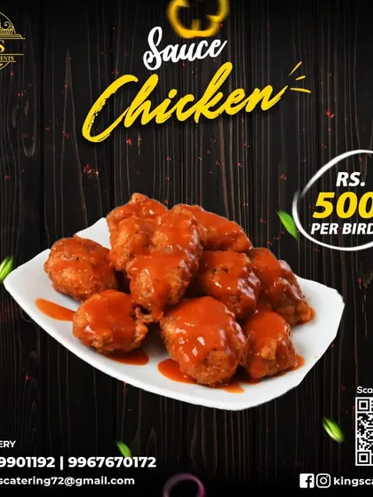 Our Sauce Chicken is a full bird cooked and coated in a delicious, tangy sauce. It's a great centerpiece for a family meal.