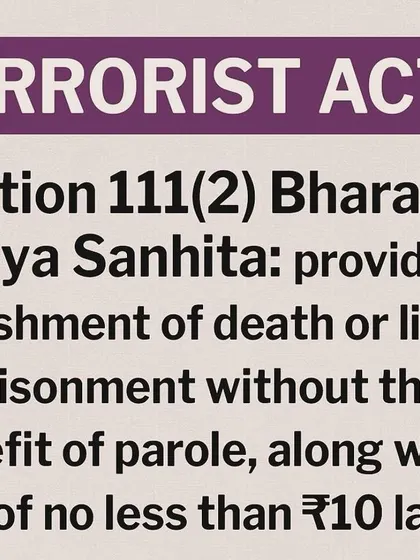 Section 111(2) of the BNS defines punishment for terrorist acts, including the death penalty or life imprisonment without parole. This is a key provision in our national security laws.