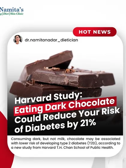 Good news for chocolate lovers. A Harvard study suggests that eating dark chocolate, not milk chocolate, may be associated with a lower risk of type 2 diabetes. It's another reason to enjoy this treat guilt-free, in moderation.