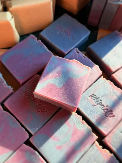 We curated these sweet wedding favors for a client's special day, featuring 50 sets of custom lavender-scented soaps and bath salts.