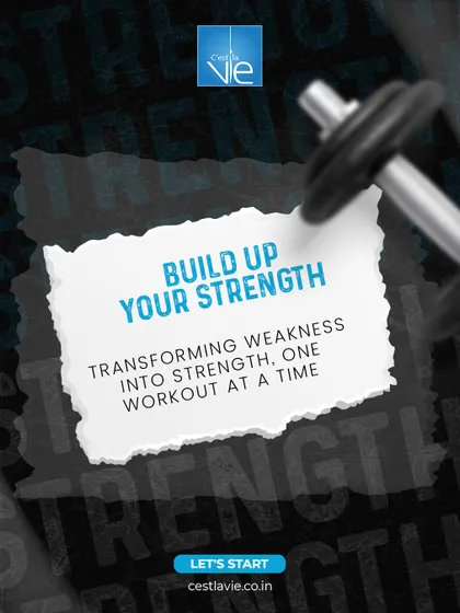 We focus on transforming weakness into strength, one workout at a time. This graphic visualizes the process of building yourself up through consistent effort.