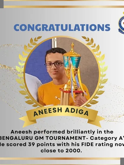 Aneesh Adiga performed brilliantly in the Bengaluru GM Tournament Category A, scoring 39 points and moving his FIDE rating closer to 2000.