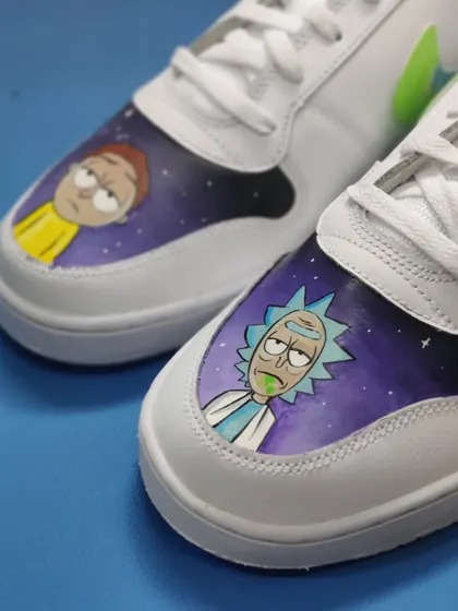 A throwback to one of my earlier pieces. This Rick and Morty custom features the characters on the toe box against a galaxy background. It’s a simple design that started my journey into painting more complex cartoon themes.