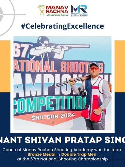 Our shotgun coach, Anant Shivan Pratap Singh, at the 67th National Shooting Championship, where he led by example, winning a team bronze medal in Double Trap Men.