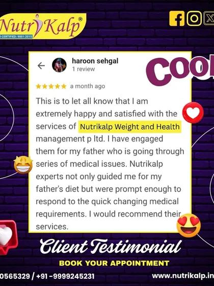 Haroon's review is special as he engaged us for his father's complex medical issues. It shows our expertise in not just weight management but also in handling changing medical requirements with promptness and care.