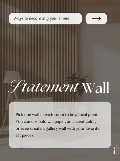 Tip 2: Create a Statement Wall. Picking one wall to be a focal point, using bold wallpaper or a gallery of your favorite art, can instantly add personality to any room.