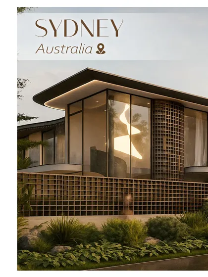 Our design language is global. For the Obsidian X residence in Sydney, Australia, we crafted a modern home defined by light and openness. The design uses layered volumes, curved glass walls, and a distinctive lattice screen to create a resort-like experience that feels both cosmopolitan and intimately connected to its natural setting.
