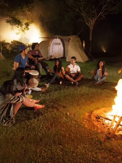 Nothing brings a group together like a warm bonfire at the end of the day. We provide a cozy setup with tents for an authentic camping experience, perfect for sharing stories and building connections.