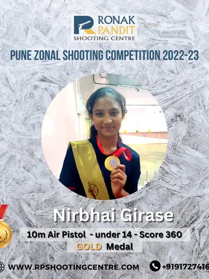 A gold medal for Nirbhai Girase at the Pune Zonal Shooting Competition. Her score of 360 in the 10m Air Pistol under-14 event shows her great potential.