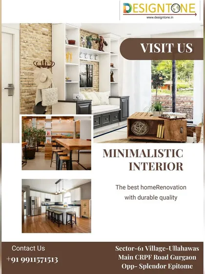 A collage promoting our minimalistic interior design services, promising home renovation with durable quality.