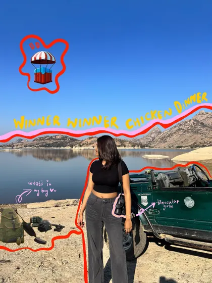 The terrain in Jawai, Rajasthan was giving major Miramar vibes. I added some fun PUBG-inspired doodles to this safari photo for a playful crossover.