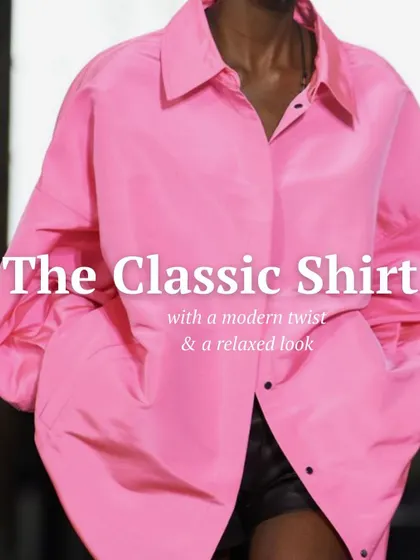 The classic shirt gets a modern twist with an oversized, relaxed fit and a bold color like this vibrant pink. It's a statement piece that's still easy to wear.