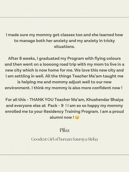 Piku's letter concludes with a big thank you, proud to be a Pack-9 alumni.