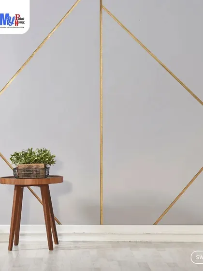 Another view of the geometric gold line design, showing how it can elevate a simple space. This kind of detail work is something I specialize in for clients wanting a custom look.