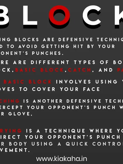 A duplicate of 211, explaining the fundamentals of a boxing block. Learn to use your gloves to cover your face, catch a punch, or parry it away.