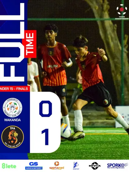 Champions. The final score of the Under 15 Youth Championship, where we secured a 1-0 victory.