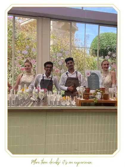 Our diverse and talented team of male and female bartenders, ready for a brunch event. We celebrate the skill and professionalism of every team member.