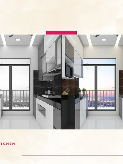 A 3D render showing a before-and-after concept for a kitchen renovation, visualizing the potential for a brighter, more modern space.