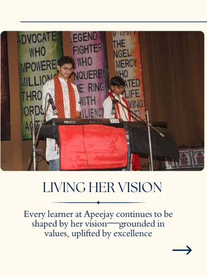 Every learner at our school continues to be shaped by the vision of our founders. Here, students perform on the keyboard, living the vision of being grounded in values and uplifted by excellence in the arts.