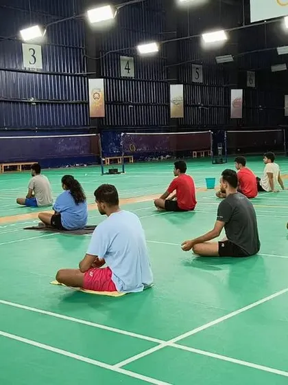 Our players participate in a group breathwork exercise. Through these conscious breathing techniques, athletes learn to regulate their nervous system, which is crucial for maintaining composure and endurance during high-pressure points in a game.
