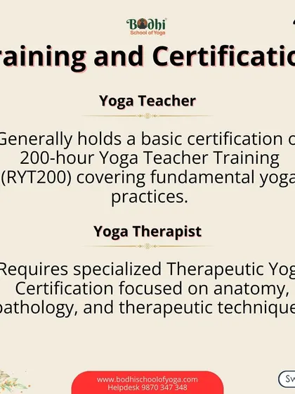 The training is different. A 200-hour TTC is the foundation for a teacher, while a Yoga Therapist requires specialized certification in anatomy, pathology, and therapeutic techniques.