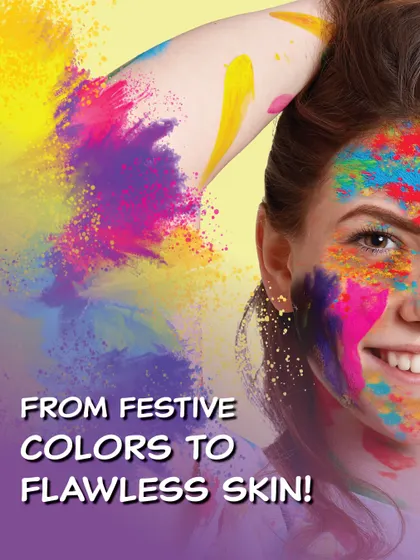 This graphic captures the essence of my post-Holi services. My goal is to help your skin transition from being covered in festive colors back to its natural, flawless state with rejuvenating and restorative treatments.