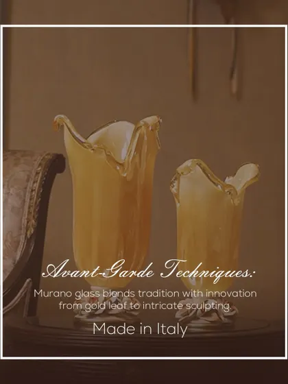 Avant-garde techniques meet traditional craftsmanship in my Murano Collection. These "Made in Italy" vases showcase innovative sculpting and the use of gold leaf, making them true collector's items.