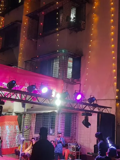 Lighting is crucial for setting the mood at night. Here I've used a truss with PAR cans to light up the performance area for a Haldi sangeet.