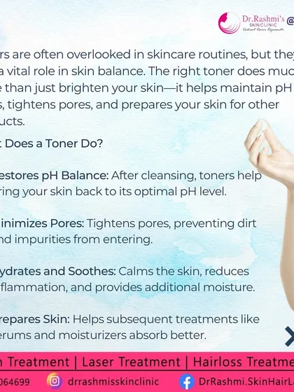 This graphic explains the vital role of a toner in a skincare routine. A good toner does more than brighten; it restores pH balance, minimizes the appearance of pores, and prepares your skin for serums to absorb better.