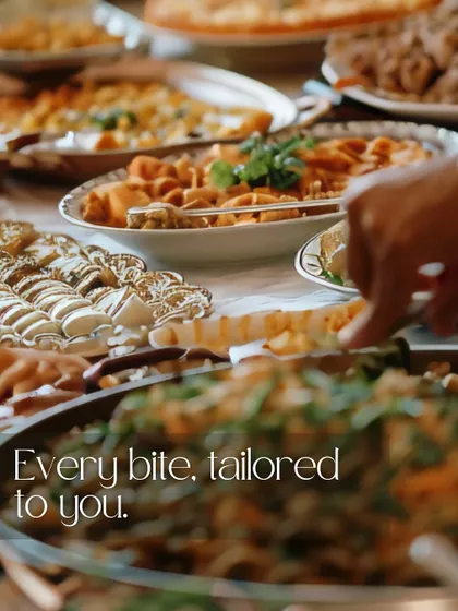 A guest being served from a buffet, illustrating our focus on creating a tailored and personal experience for everyone at your event.