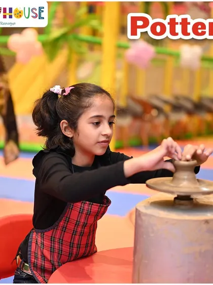 Another young potter getting creative. My pottery sessions are guided by an expert to help children learn the basics in a safe and encouraging way.