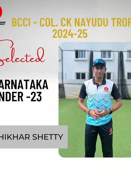 Another proud moment for our academy. Shikhar Shetty has been selected to represent Karnataka Under 23 in the prestigious CK Nayudu Trophy for 2024-25.