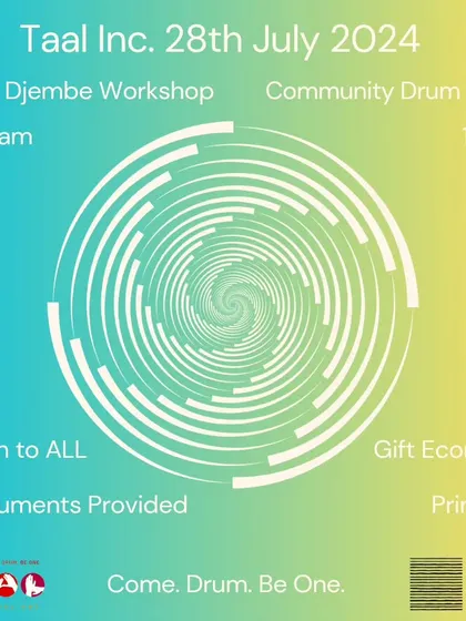 Announcing our July event. We'll have an intro djembe workshop followed by our open community drum circle. Come participate in both to experience the difference.