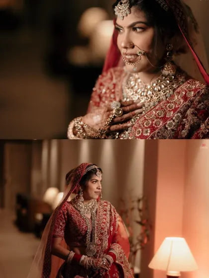 A diptych of the bride, showcasing her stunning jewelry and contemplative moments before the ceremony.