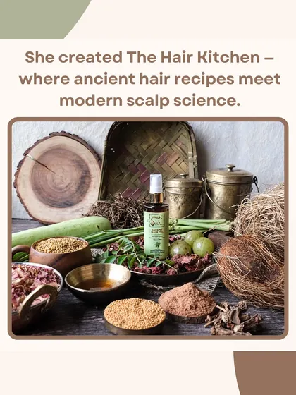 This image shows the heart of The Hair Kitchen, where ancient hair recipes meet modern scalp science. It visualizes my commitment to using traditional, natural ingredients in a scientifically-backed way.