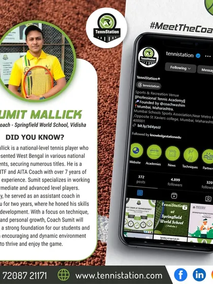 Meet Sumit Mallick, our Head Coach at Springfield World School, Vidisha. A national-level player and certified ITF and AITA coach with over 7 years of experience, he specializes in developing intermediate and advanced players.
