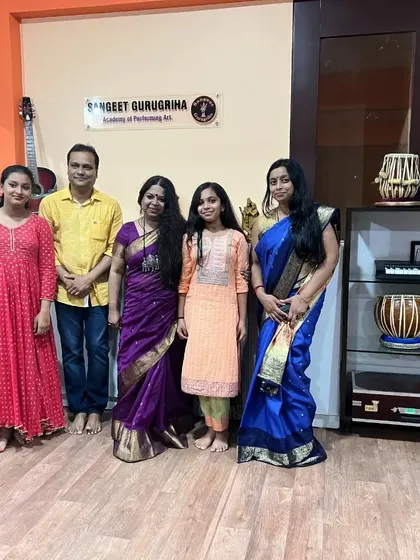 A happy moment captured with students and gurus after the completion of their exams.