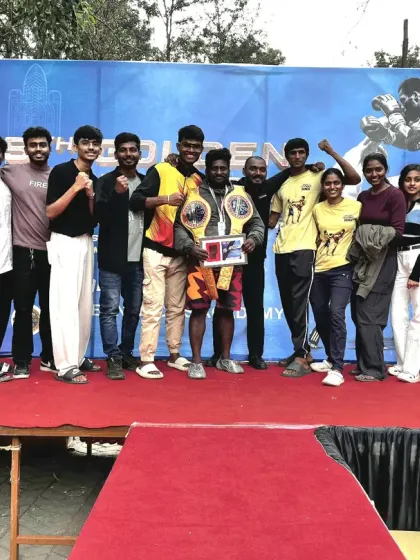 The team celebrating with our champions. We are a family that celebrates every victory, big or small, together.