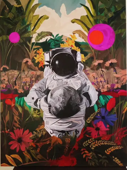 A full shot of the original 'Recuperation' canvas. This painting was a very special piece for me, and its quick sale was a wonderful validation of my experimental and personal work.