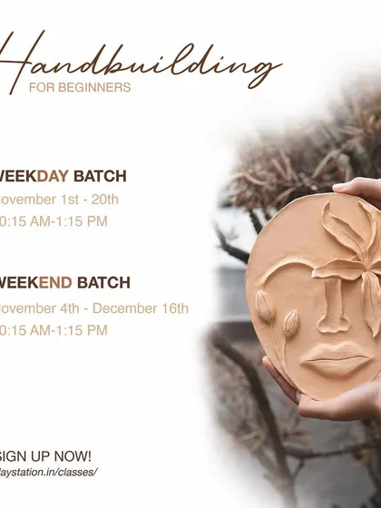 Our hand-building for beginners course is available in both weekday and weekend batches. This is your chance to learn the fundamentals of creating forms without a wheel and turn your imagination into art.