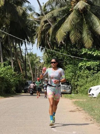 The final leg of a triathlon, the 21.1km run. This is where your nutrition and endurance are truly tested, especially in the heat. I'm shown here on the course, focused on my execution, managing my hydration, and pushing through to the finish.