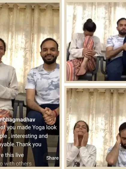 A collage from our International Yoga Day LIVE session, led by Sanil and Swati, a beautiful couple matched by our service. It was a wonderful celebration of yoga and togetherness.