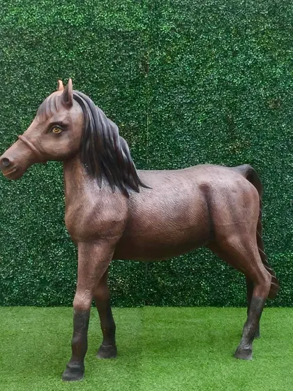 Another angle of our detailed horse prop, showcasing its realistic mane and build.