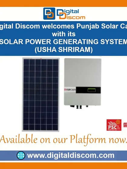 Punjab Solar Care also offers this Usha Shriram solar power generating system, featuring a high-quality solar panel and a grid-tied inverter for efficient energy production.