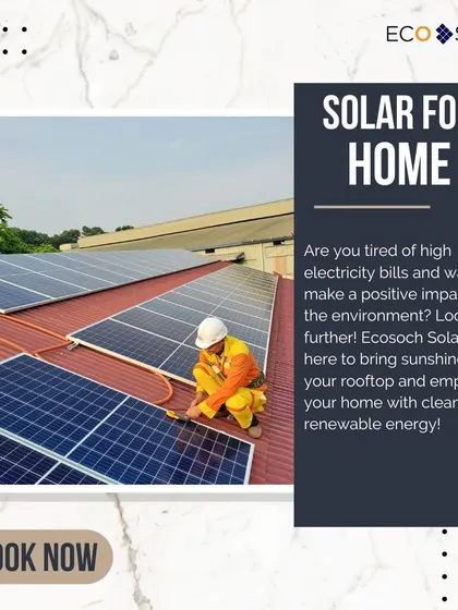 This image shows one of our technicians working on a home solar installation. It speaks to homeowners tired of high electricity bills, offering our services to bring sunshine and renewable energy to their rooftops.
